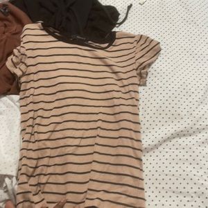 Black and nude pink striped shirt